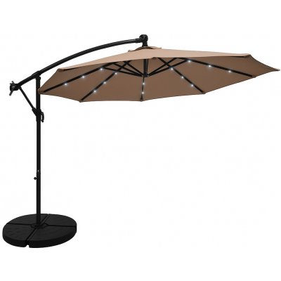 Zahradní slunečník Houseland Zyra s LED osvětlením 300 cm světle hnědý – Sleviste.cz
