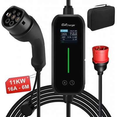 Junsun 11kW Typ 2 6m kabel 380V 3fázová CEE 16A Adaptér – Zboží Mobilmania