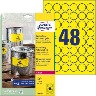 Avery Zweckform L6128-20 Odolné etikety 30 mm 960 ks žlutá – Sleviste.cz