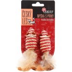 AK Český les myška s pírky pro kočky 2ks – Zboží Dáma