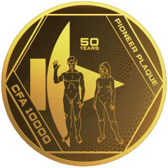 Pressburg Mint zlatá mince Pioneer Plaque 2022 Proof-like 1 oz
