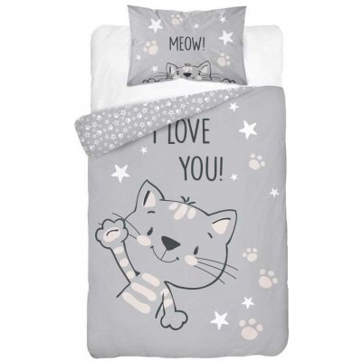 DETEXPOL Povlečení do postýlky Kočka I love you Bavlna, 100/135, 40/60 cm – Zboží Dáma