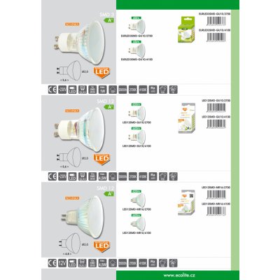 Ecolite LED žárovka GU10 1W SMD Teplá bílá – Zboží Mobilmania