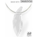 Swarovski Elements Stříbrný náhrdelník visací bílá slza, kapka, lístek 34255.1 Crystal – Hledejceny.cz