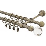 GARNÝŽE-HEBR Garnýž kroucená Koule Crysatal mosaz dvojitá 240 cm – Sleviste.cz