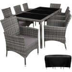 tectake 404328 zahradní ratanový nábytek 8+1 vč. ochranné plachty - šedo-strakatá/šedá – Sleviste.cz