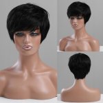 Calimero paruka z pravých a umělých vlasů Uhlově černá pixie – Zboží Dáma