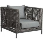 Korpus se sedáky pro nízké křeslo Corda, Stern, 87x87x59 cm, lankovný výplet šedý (platin), sedáky 100% polyakryl šedý (silk grey), bez podnože – Sleviste.cz