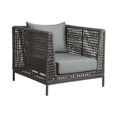 Korpus se sedáky pro nízké křeslo Corda, Stern, 87x87x59 cm, lankovný výplet šedý (platin), sedáky 100% polyakryl šedý (silk grey), bez podnože – Sleviste.cz