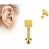 Piercing Šperky4U zlacený piercing do brady labreta čtverec LB1028GD-1206