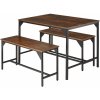 Barový set tectake 404340 sestava stolu a laviček bolton 2+1 - industrial tmavé dřevo
