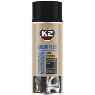 K2---CHEMIE-A-KOSMETIKA L343CP COLOR FLEX 400 ml ČERNÁ LESKLÁ - ochranný nátěr ze syntetického kaučuku – Sleviste.cz