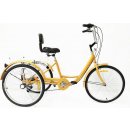 Enjoyshopping 24palcová pro dospělé Citybikes 61 cm 6 převodů 3 kola nákladní jízdní kolo s opěrkou zad a nákupním košíkem žlutá