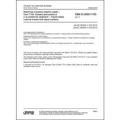 ČSN 33 2000-7-753 ed. 2 - Topné kabely a pevně instalované topné systémy – Zboží Mobilmania