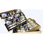 Irisa LUXUSNÍ SET Vánoční ozdoby MALVÍNA modré a bílé s dekorem cibulák BOX 37 ks Velikost: 7 cm Balení: 37ks Barva: bílá;modrá – Zboží Dáma