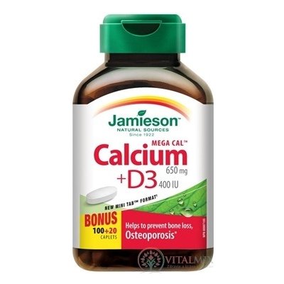 Jamieson Mega Cal™ vápník 650 mg s vitamínem D3 400 IU 120 tablet – Hledejceny.cz