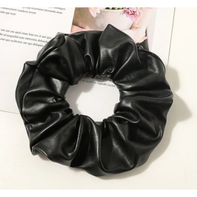 Girly Černá koženková scrunchie HB29/BLACK