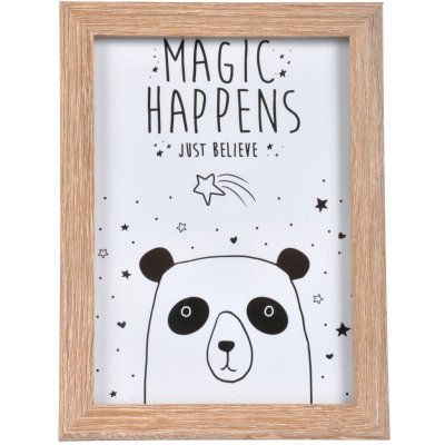 Homea Dětský obrázek s rámečkem panda Magic Happens 13 x 18 cm – Sleviste.cz
