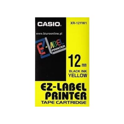 Páska do tiskárny štítků Casio XR-12YW1 12mm černý tisk/žlutý podklad – Zboží Mobilmania