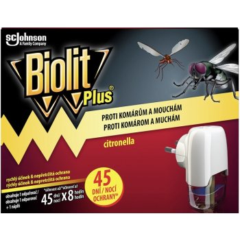 Biolit Plus Elektrický odpařovač s vůní citronelly proti komárům a mouchám 45 nocí + náplň 31 ml