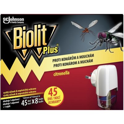 Biolit Plus Elektrický odpařovač s vůní citronelly proti komárům a mouchám 45 nocí + náplň 31 ml – Zboží Mobilmania
