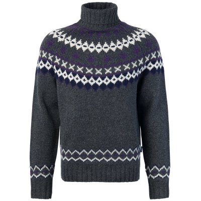 Barbour vlněný rolák s unikátním vzorem Roose Roll-Neck Jumper AsphaLight