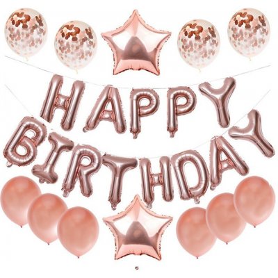 Balónkový set Happy Birthday rose gold – Zboží Dáma