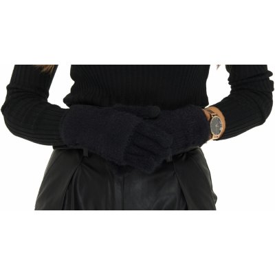 dámské teplé rukavice pletené rukavice 2w1 pro telefon z alpaky KARR037 černá
