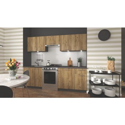 Halmar Kuchyňská linka Daria 240 cm antracit/dub craft – Sleviste.cz