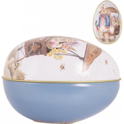 Modrá plechová dóza ve tvaru vajíčka s králíčkem Easter Egg 8*13*8 cm – Hledejceny.cz