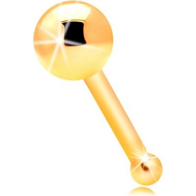 Šperky Eshop piercing do nosu ve žlutém zlatě rovný tvar lesklá hladká kulička S1GG206.13 – Zbozi.Blesk.cz
