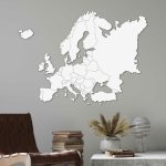 Dřevěná mapa Evropy na zeď - s hranicemi států – Zboží Mobilmania
