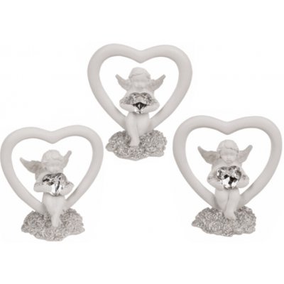 OOTB Anděl v srdci s křišťálovým srdcem - polyresinová figurka, 5,2 × 2,8 × 5,8 cm, mix motivů – Hledejceny.cz