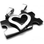 Impress Jewelry Ocelové přívěsky puzzle srdce Černé F223BC