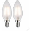 Žárovka Paulmann LED svíčka 3 W E14 mat teplá bílá 2ks-sada