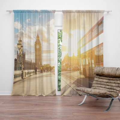 Sablio Závěs Londýn Big Ben : 2ks 140x250cm – Zboží Mobilmania