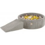 Plush Nest suchý bazén kulatý béžový 90 x 30 cm s herním prvkem trojúhelník + 200 míčků – Hledejceny.cz
