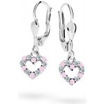 Danfil dětská srdíčka C2157 z bílého zlata s kamínky Pink zapínání klapka – Hledejceny.cz