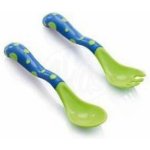 Nuby Lžička a vidlička na učení Zeleno modré – Sleviste.cz