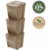 Koš PROSPERPLAST Sada 3 odpadkových košů SORTIBOX ECO WOOD naturo 3 x 25 l