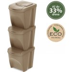 PROSPERPLAST Sada 3 odpadkových košů SORTIBOX ECO WOOD naturo 3 x 25 l – Zboží Dáma