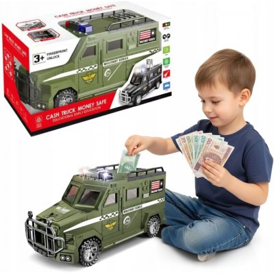 POKLADNIČKA SEJF VELKÁ INTERAKTIVNÍ NÁKLADNÍ AUTO VOJENSKÉ ZELENÉ PIN COIL – Hledejceny.cz