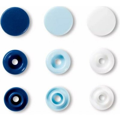 Patentky "Color snaps" 12,4mm - PRYM LOVE tvar kolečka barva modrá, bílá – Hledejceny.cz