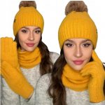 Fashionweek Dámský zimní set čepice šála a rukavice S3068 Hořčičný – Hledejceny.cz