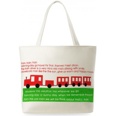 Dámská eko kabelka s potiskem ideální na nákupy bílá train
