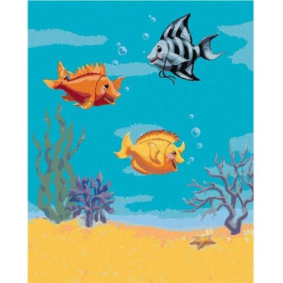zuty Tři smějící se rybičky (Sue Ellen Brown), 40×50 cm, bez rámu a bez vypnutí plátna – Zboží Mobilmania