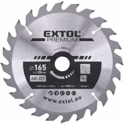 EXTOL PREMIUM Kotouč pilový s SK plátky, O 165x2,6x20mm, 24T (8803217)