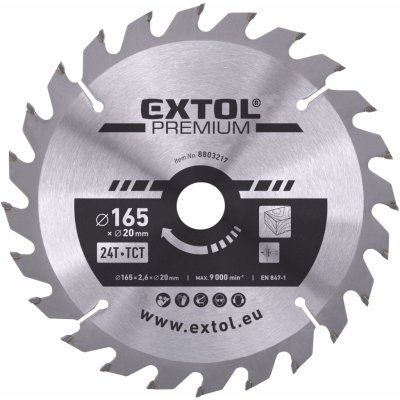 EXTOL PREMIUM Kotouč pilový s SK plátky, O 165x2,6x20mm, 24T (8803217) – Sleviste.cz