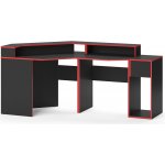 Vicco Stůl pro hraní Kron, 220 x 90 cm Rohový tvar, Červená/Černá – Sleviste.cz