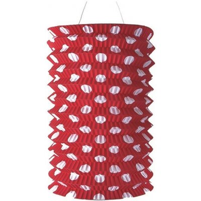 Anděl Lampion válec - červený s puntíky - 15 x 22 x 15 cm - 9262 – Zboží Mobilmania